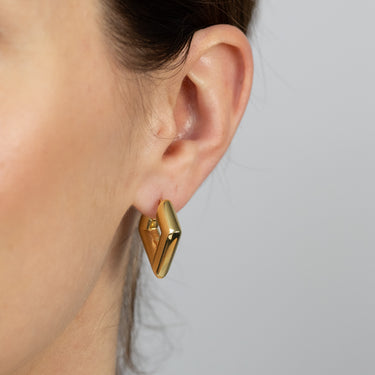 Gold Plated Sterling Silver Square Hoop Earrings