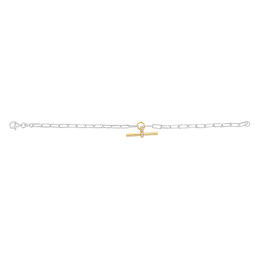 Two Tone Sterling Silver T-Bar Chain Bracelet