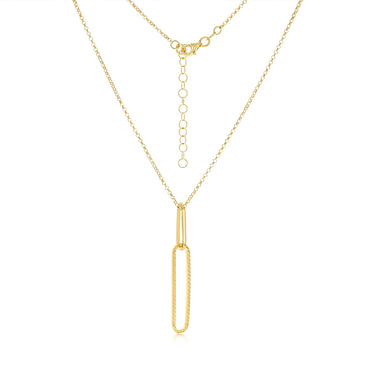 Gold Plated Sterling Silver Paperclip Link Pendant Necklace