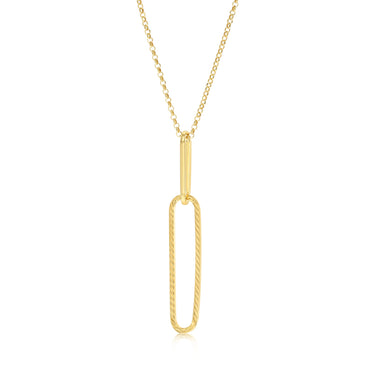 Gold Plated Sterling Silver Paperclip Link Pendant Necklace