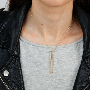 Gold Plated Sterling Silver Paperclip Link Pendant Necklace