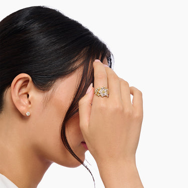 Thomas Sabo Blooming Yellow Gold-Plated Bouquet CZ Ring