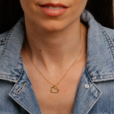 Sanrio Hello Kitty Outline Yellow Gold Plated Sterling Silver Necklace