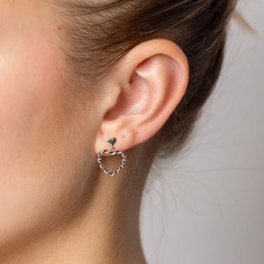 Sterling Silver Twisted Heart Stud Earrings