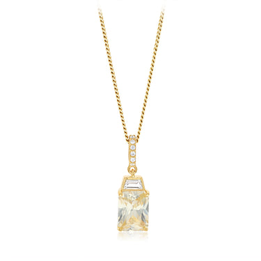 Sterling Silver Gold Plated Elongated Yellow and White CZ Pendant