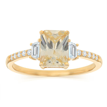 Sterling Silver Gold Plated Yellow and White CZ Ring