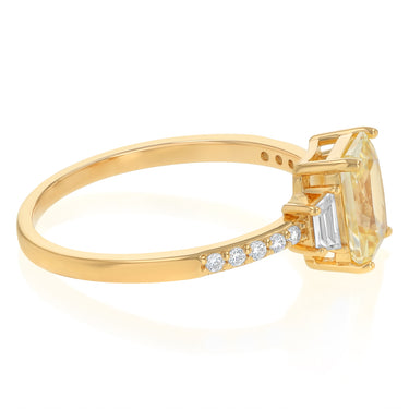 Sterling Silver Gold Plated Yellow and White CZ Ring