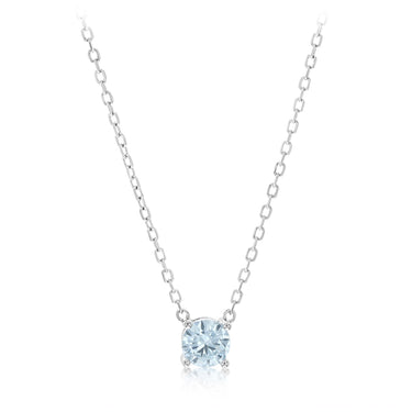 Sterling Silver Blue CZ with 40+5cm Chain