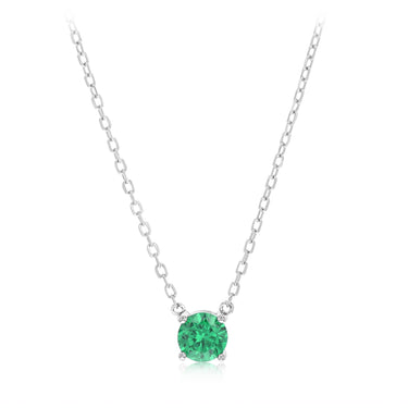 Sterling Silver Green CZ with 40+5cm Chain