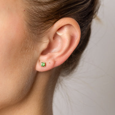 Sterling Silver Green CZ Stud Earrings