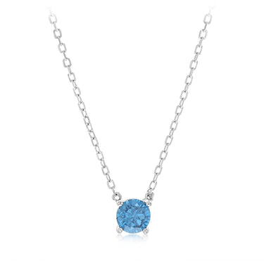 Sterling Silver Sapphire Blue CZ with 40+5cm Chain