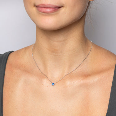 Sterling Silver Sapphire Blue CZ with 40+5cm Chain