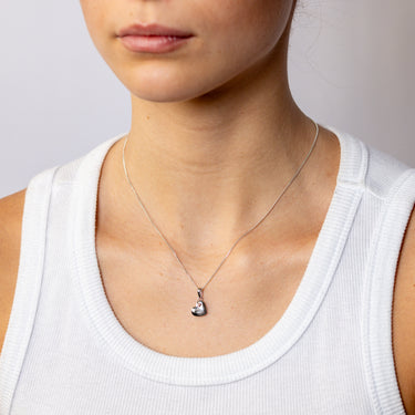 Sterling Silver Polished Heart Pendant with Rose Gold Accent