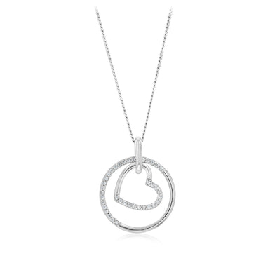 Sterling Silver CZ Round and Heart Pendant