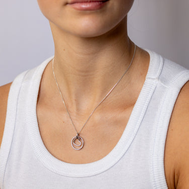 Sterling Silver CZ Round and Heart Pendant