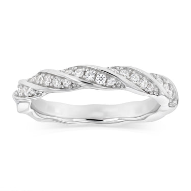 Sterling Silver CZ Twisted Ring
