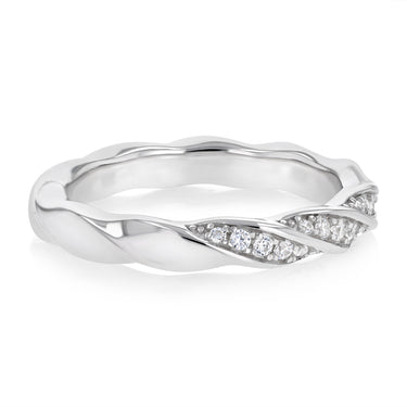 Sterling Silver CZ Twisted Ring