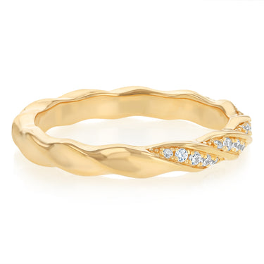 Sterling Silver Gold Plated CZ Twisted Ring
