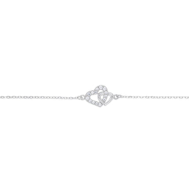 Sterling Silver CZ Double Heart Bracelet