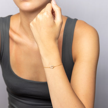 Sterling Silver Gold Plated CZ Double Heart Bracelet