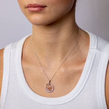 Sterling Silver CZ and Rose Gold Plated Allah Pendant