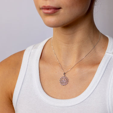 Sterling Silver Floral Allah Pendant