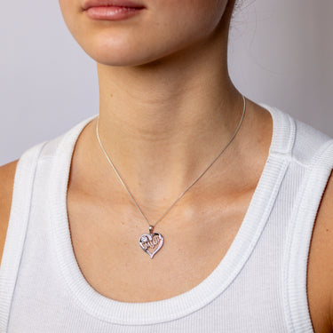 Sterling Silver CZ 'Mum' Heart Pendant
