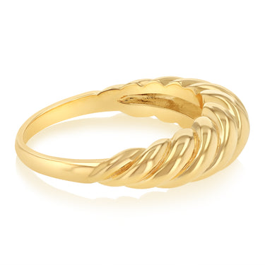 Sterling Silver Gold Plated Croissant Dome Ring