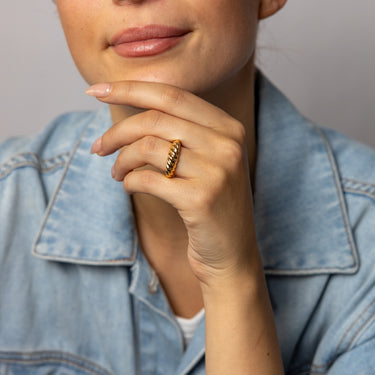 Sterling Silver Gold Plated Croissant Dome Ring
