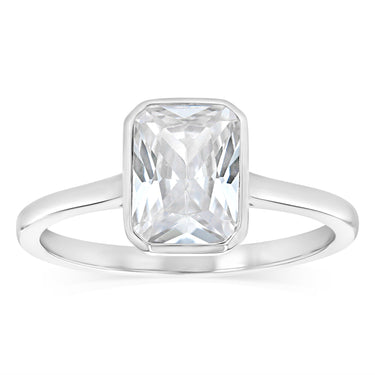 Sterling Silver CZ Cushion Cut Ring