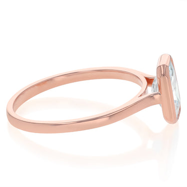 Sterling Silver Rose Gold Plated CZ Cushion Cut Ring