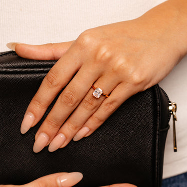 Sterling Silver Rose Gold Plated CZ Cushion Cut Ring