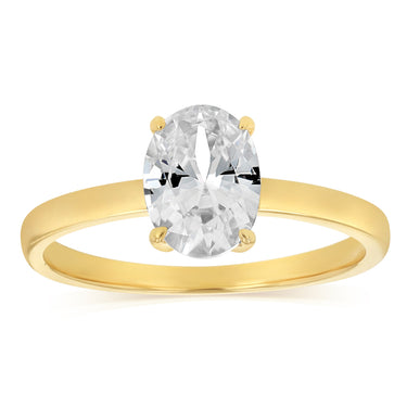 Sterling Silver Gold Plated Cubic Zirconia Oval Ring
