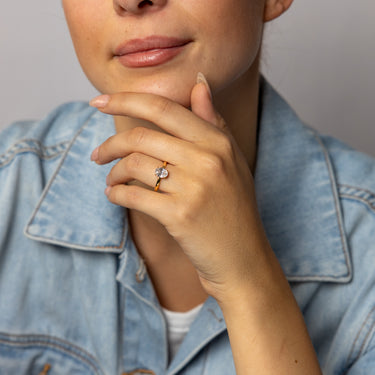 Sterling Silver Gold Plated Cubic Zirconia Oval Ring