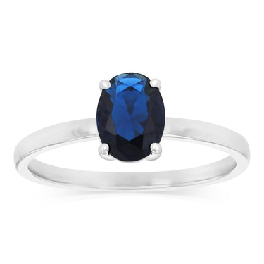 Sterling Silver Blue Cubic Zirconia Oval Ring