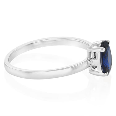 Sterling Silver Blue Cubic Zirconia Oval Ring