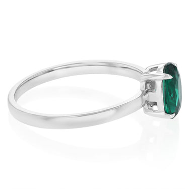 Sterling Silver Green Cubic Zirconia Oval Ring