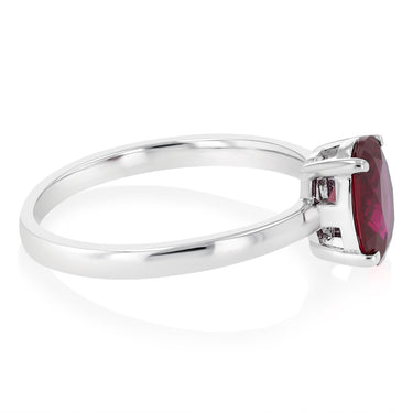 Sterling Silver Red Cubic Zirconia Oval Ring