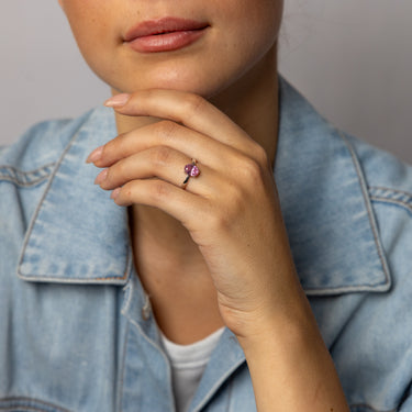 Sterling Silver Pink Cubic Zirconia Oval Ring