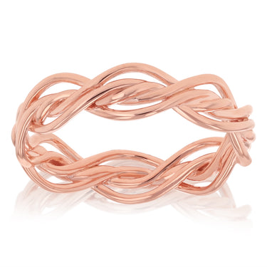 Sterling Silver Rose Gold Plated Twist Ring