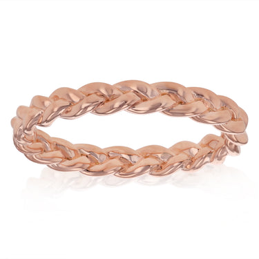 Sterling Silver Rose Gold Plated Braided Ring