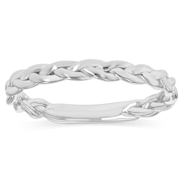 Sterling Silver Braided Ring with Plain Shank