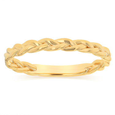 Sterling Silver Gold Plated Braided Ring with Plain Shank
