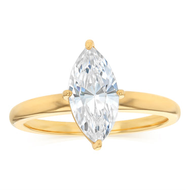 Sterling Silver Gold Plated Cubic Zirconia Marquise Ring