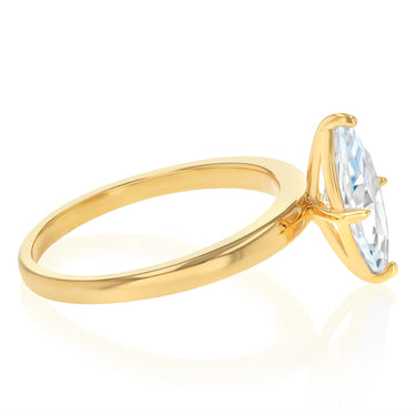 Sterling Silver Gold Plated Cubic Zirconia Marquise Ring