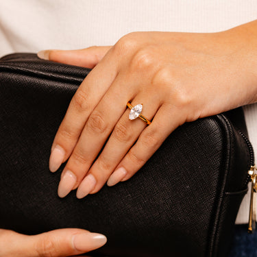 Sterling Silver Gold Plated Cubic Zirconia Marquise Ring