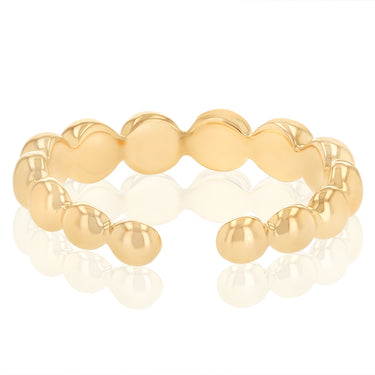 Sterling Silver Gold Plated Beaded Open Ring