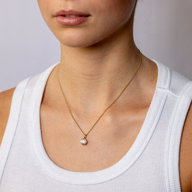Sterling Silver Gold Plated Round Bezel Set Cubic Zirconia Pendant
