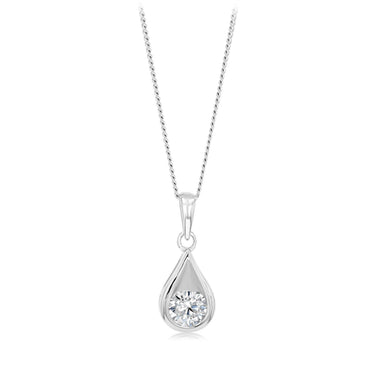 Sterling Silver Cubic Zirconia Teardrop Pendant