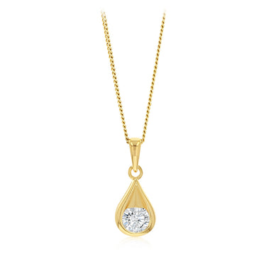 Sterling Silver Gold Plated Cubic Zirconia Teardrop Pendant